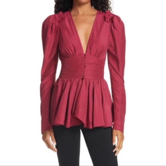 Aje Deep Red Blouse - Picture 1 of 10